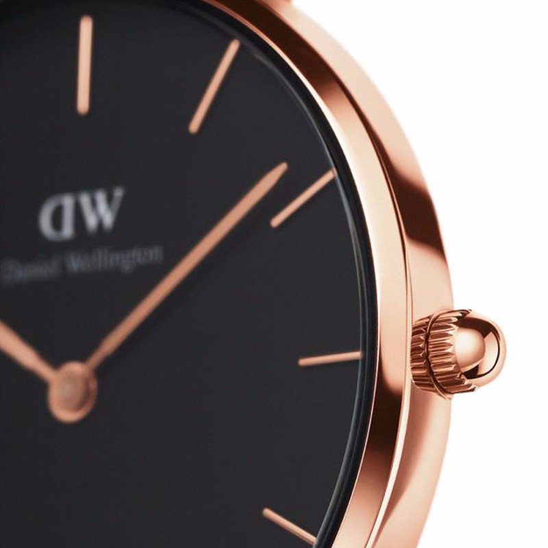 daniel wellington/丹尼尔惠灵顿 手表新款32mm金色边黑盘不锈钢米兰